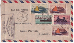 1948 - ENV. VOYAGE ETUDES AIR FRANCE De UNITE MARINE NOUMEA => AVISO DUMONT D'URVILLE (POSTE NAVALE FRANCAISE) à SAÏGON - Guerre D'Indochine / Viêt-Nam