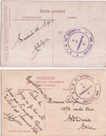 1922 - LIBAN / SECTEUR 600 à BEYROUTH - 2 CACHETS COULEURS DIFFERENTES Sur 2 CARTES => PARIS - Sellos Militares Desde 1900 (fuera De La Guerra)