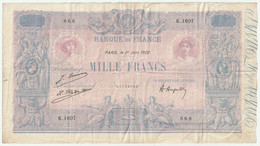 France, 1000 Francs, ''Bleu Et Rose'', 1 Juin 1922 - K.1607 - 1 000 F 1889-1926 ''Bleu Et Rose''