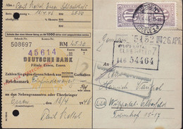 Duitsland 1946, Geldüberweisungs-Drucksache, Abstempelung Essen Steele - Amerikaanse, Britse-en Russische Zone