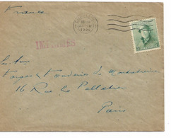 SP31/ TP 167 Albert Casqué S/L. Tarif Imprimé C. Charleroi 25/3/1920 > France Paris - Cartas