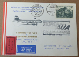 Österreich Luftpost Wien Klagenfurt Eilboten  1963  #cover5464 - Eerste Vluchten