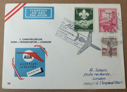 Österreich Luftpost Wien London 1963  #cover5465 - Primi Voli