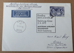 Österreich Luftpost  Salzburg Graz 1971   #cover5466 - Primi Voli