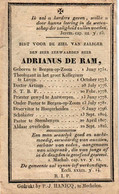 Eerwaarde Adrianus De Ram Bergen Op Zoom 1751 Pastor Steenbergen Overleden 1825  Illustr. F Huberti - Décès