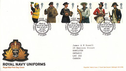 Great Britain 2009 FDC Sc #2688a, #2691a Royal Navy Uniforms - 2001-2010 Em. Décimales