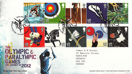 Great Britain 2009 FDC Sc #2706a, #2711a Sports Of 2012 Olympics, Paralympics - 2001-2010 Dezimalausgaben