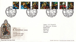 Great Britain 2009 FDC Sc #2717-#2723 Set Of 7 Stained Glass Windows Christmas - 2001-2010 Decimal Issues