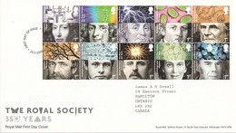 Great Britain 2010 FDC Sc #2756a Block Of 10 Scientists Royal Society 350th Ann - 2001-2010 Decimal Issues