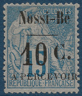 FRANCE Colonies Nossi Bé TAXE N°12* 10c Sur 15c Bleu  Superbe ! (tirage 500) Signé O.ROUMET & Champion - Unused Stamps