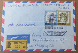 Österreich Luftpost  Wien Barcelona  1986   #cover5469 - Erst- U. Sonderflugbriefe