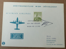 Österreich Luftpost  Wien Düsseldorf 1961   #cover5473 - Premiers Vols