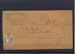 Frankreich Mi.54 Auf Brief Aus Paris Nach Winterthur Schweiz 1873 - 1871-1875 Ceres