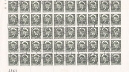 1956 - Block Of 50 Stamps N° 19 - Koning Frederick IX - Canceled - Blocks & Kleinbögen