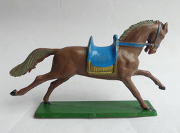 FIGURINE STARLUX CHEVAL MEDIEVAL ROBE MARRON SELLE BLEUE 1966 - Starlux