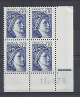 SABINE N° 2056 - Bloc De 4 COIN DATE - NEUF SANS CHARNIERE - 17/9/79 - Repère Electronique - 1970-1979