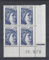 SABINE N° 2056 - Bloc De 4 COIN DATE - NEUF SANS CHARNIERE - 19/9/79 - Repère Electronique - 1970-1979