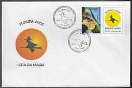 Brazil 2008 Cover Personalized Stamp National Philatelic Exhibition in Florianópolis Magic Island Witch Flying In Broom - Personalized Stamps