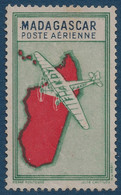 FRANCE Colonies Madagascar Poste Aérienne N°36 (  ) 10fr Vert & Bleu Sans Faciale Pas Courant Signé - Posta Aerea