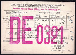 ALTONA 1928 DEUTSCHE KURZWELLEN EMPFANGSSTATION - SHORT WAVE - AMATEUR RADIO STATION  WILHELM VOSS -  DE0321 - Sonstige & Ohne Zuordnung