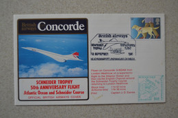 Avion CONCORDE - Pli Vol 12/09/1981 - SCHNEIDER TROPHY 50th Anniversary Flight Atlantic Ocean - Concorde