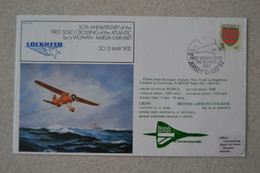 Avion CONCORDE - Pli Vol 06/07/1982 - 50th Anniversary Fisrt Solo Crossing Atlantic By Woman Amelia EARHART - Concorde