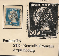 FRANCE - 1925 - N°Yv. 176 - Pasteur 50c Bleu - Perforé GA - Oblitéré / Used - Usati