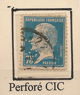 FRANCE - 1925 - N°Yv. 177 - Pasteur 75c Bleu - Perforé CIC - Oblitéré / Used - Usados