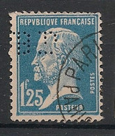 FRANCE - 1925 - N°Yv. 180 - Pasteur - Perforé BP - Oblitéré / Used - Oblitérés