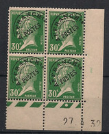 FRANCE - 1932 - Préo N°Yv. 66 - Pasteur - Bloc De 4 Coin Daté - Neuf Luxe ** / MNH / Postfrisch - Voorafgestempeld