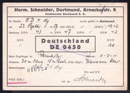 DORTMUND 1927 DEUTSCHE KURZWELLEN EMPFANGSSTATION - SHORT WAVE - AMATEUR RADIO STATION  QSL   DE0450 - Via BERLIN - Otros & Sin Clasificación