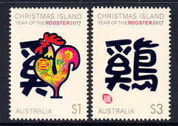 2017 Christmas Island Year Of The Rooster Complete Set Of 2 MNH @ BELOW FACE VALUE - Christmaseiland