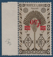 FRANCE Colonies Madagascar N°286a* BDFeuille Variété Surcharge Renversée ! TTB & Rare Signé A.BRUN - Ungebraucht