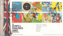 Great Britain 2010 FDC Sc #2819a, #2824a Sports Of 2012 Olympics, Paralympics - 2001-2010 Decimal Issues