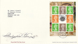 Great Britain 2014 FDC Pane Of 8 Machins, Label Buckingham Palace - 2011-2020 Ediciones Decimales