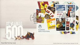 Great Britain 2016 FDC Sheet Of 4 Classic GPO Posters Royal Mail 500th Anniversary - 2011-2020 Ediciones Decimales