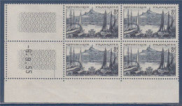 Série Touristique Marseille Vieux Port Notre Dame De La Garde Coin Daté X 4 Du 6.9.55 Neuf N°1037 - 1950-1959