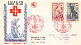 FDC - Premier Jour  - La CROIX ROUGE  Et LA POSTE  - 1955 - ANGERS - 1950-1959