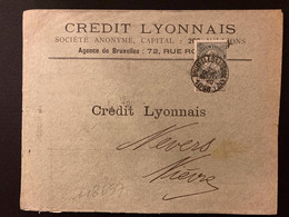 LETTRE TP 50 Perforé CL OBL.20 OCTO 1898 BRUXELLES + CREDIT LYONNAIS BANQUE - 1863-09