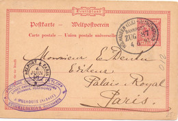 1887 Cartolina Postale Da Germania Per Parigi -012 - 1946-60: Marcofilia