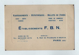 VP18.783 - CDV - Carte De Visite - Etablissements F. B. N. à PARIS - Tarjetas De Visita