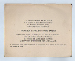 VP18.790 - Chapelle Du Grand Séminaire De Nancy 1957 - Ordination Sacerdotale à Mr L'Abbé Jean - Marie BARBIER - Religion & Esotérisme