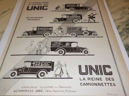 ANCIENNE PUBLICITE LA REINE DES CAMIONNETTE UNIC OLIBET 1926 - Camion