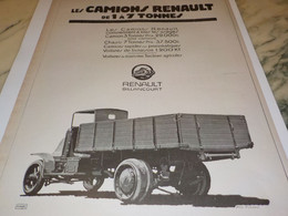 ANCIENNE PUBLICITE CAMION 1 A 7 TONNES  RENAULT 1919 - Trucks