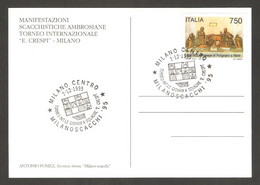 Italy 1995 MIlano - Chess Cancel On Chess Postcard - Echecs