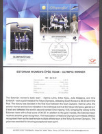 Estonian Women's Epee Team - Olympic Winner  2021 Estonia Sheet Presentation Card (eng) Mi BL55 - Eté 2020 : Tokyo