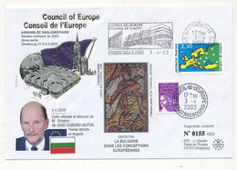 Env. Affr 2,30 Conseil Europe +0,10 - OMEC Et CAD Idem 3/4/2003 - Visite Officielle 1er Ministre Bulgarie - Covers & Documents