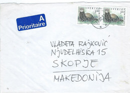 Sweden Letter Via Macedonia 1995 Stamp : 1993 Wild Animals - Covers & Documents