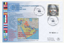 Env Affr. 0,46E Traité Franco Allemand - Obl Session Parlement Eur. Strasbourg 12/2/2003 - Carte Irak - Lettres & Documents