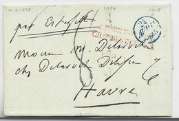 FRANCE LETTRE COVER PAR ESTAFETTE + FRANCHISE B DE POSTE CH DEPUTES 1835  PARIS POUR LA HAVRE - 1801-1848: Précurseurs XIX